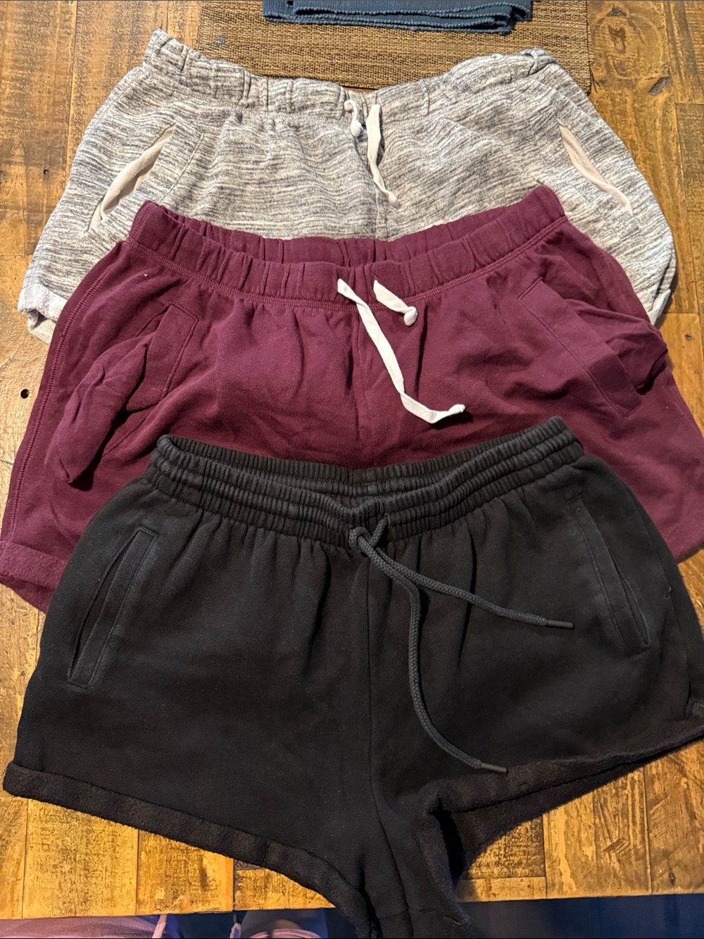 PINK Victoria's Secret Heather Gray, Burgundy & Black Lounge Shorts Trio